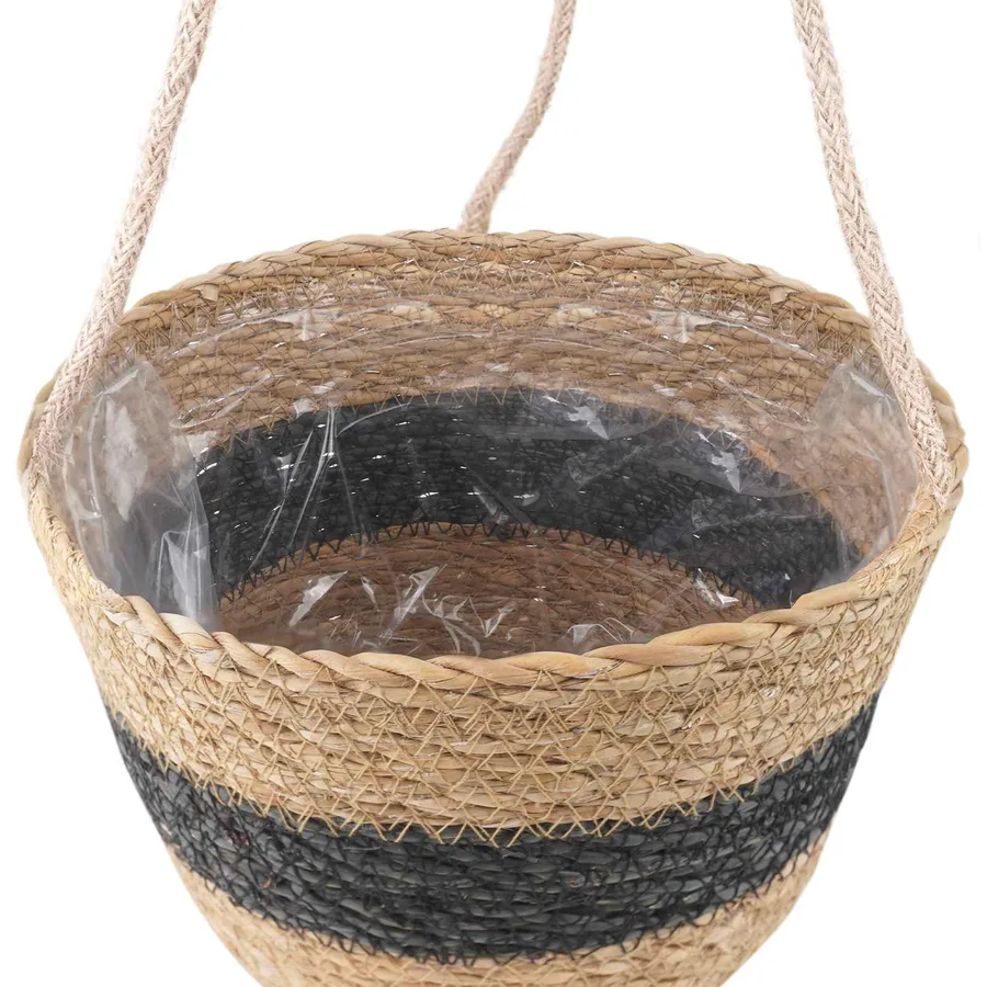 Paniers à plantes en herbe de mer 3 pcs Naturel et noir - 5