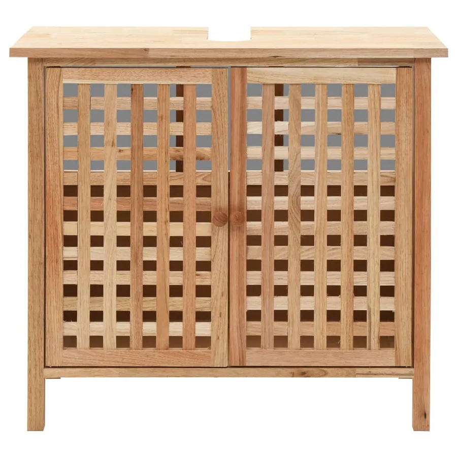 Armoire pour lavabo avec miroir Bois de noyer massif - 3