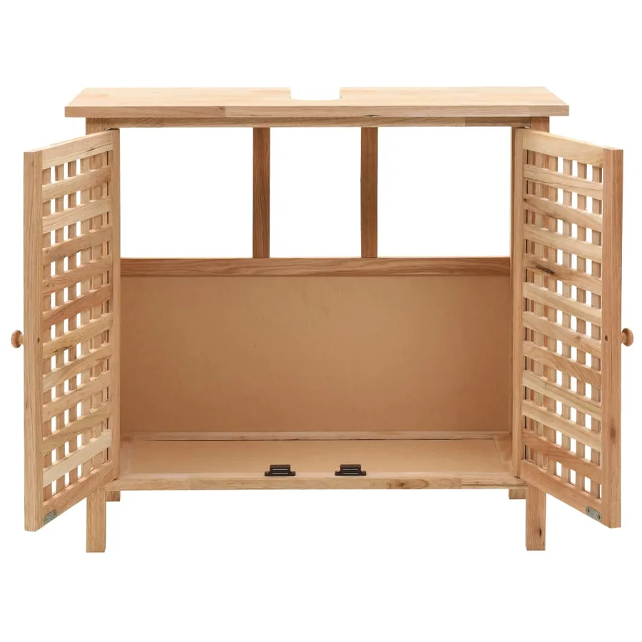 Armoire pour lavabo avec miroir Bois de noyer massif - 4