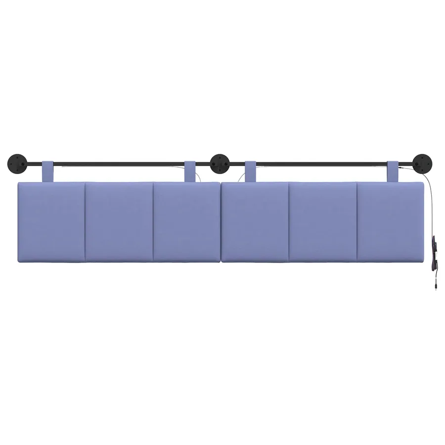 Tête de lit suspendue Avec lumière LED Bleu denim Tissu - 6