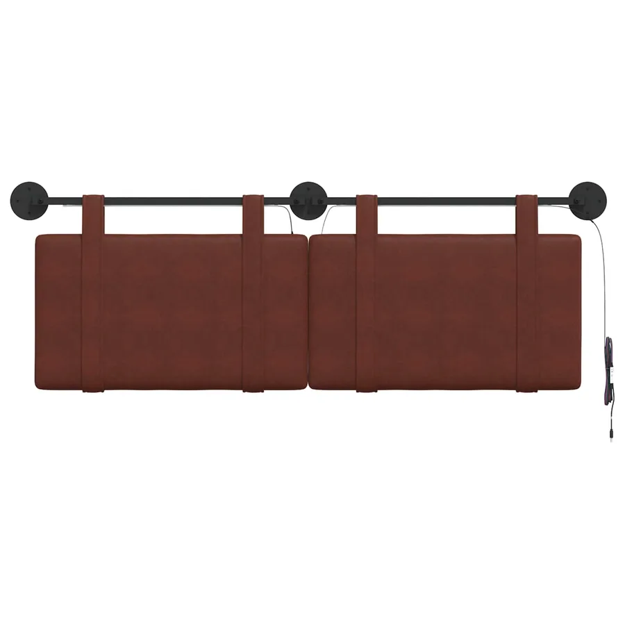 Tête de lit suspendue Avec lumière LED Brun Brillant PU antique - 6