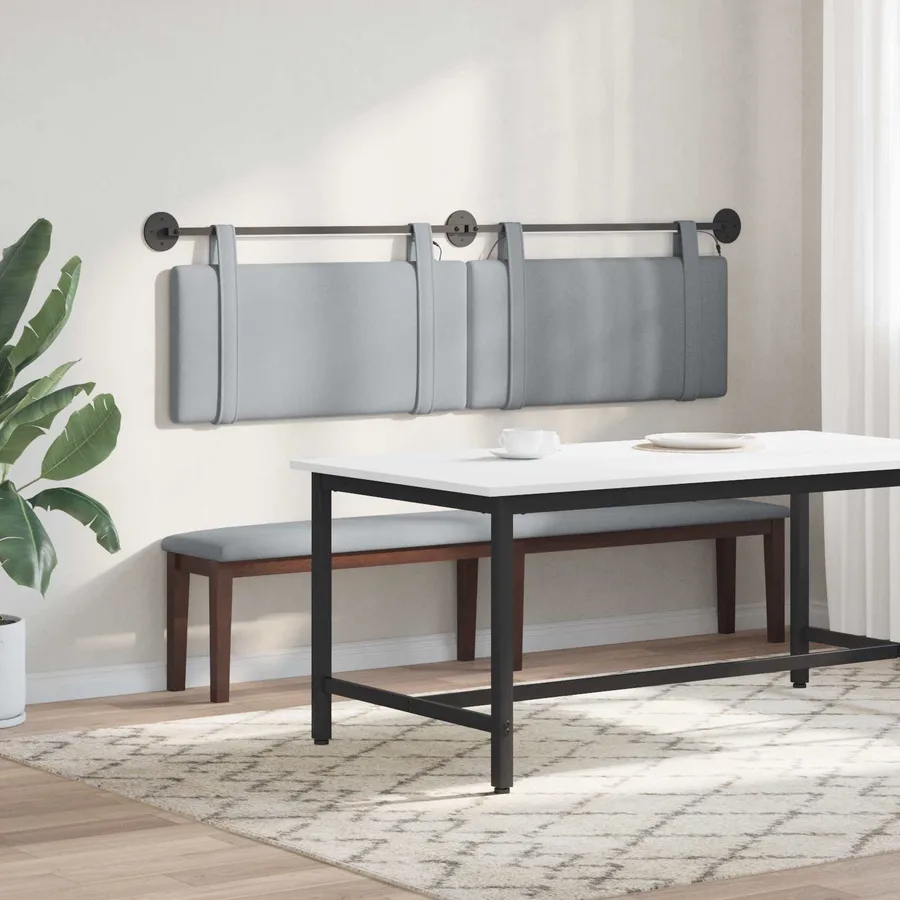 Tête de lit suspendue Avec lumière LED Gris clair Tissu - 4