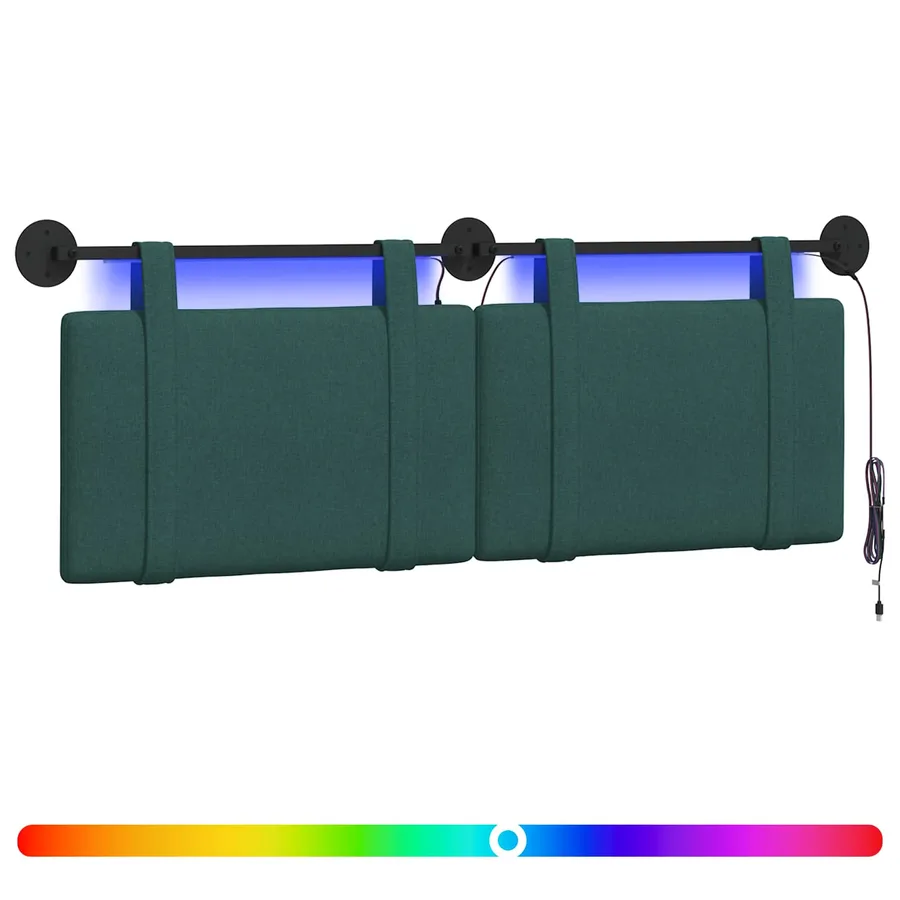 Tête de lit suspendue Avec lumière LED Vert foncé Tissu - 2