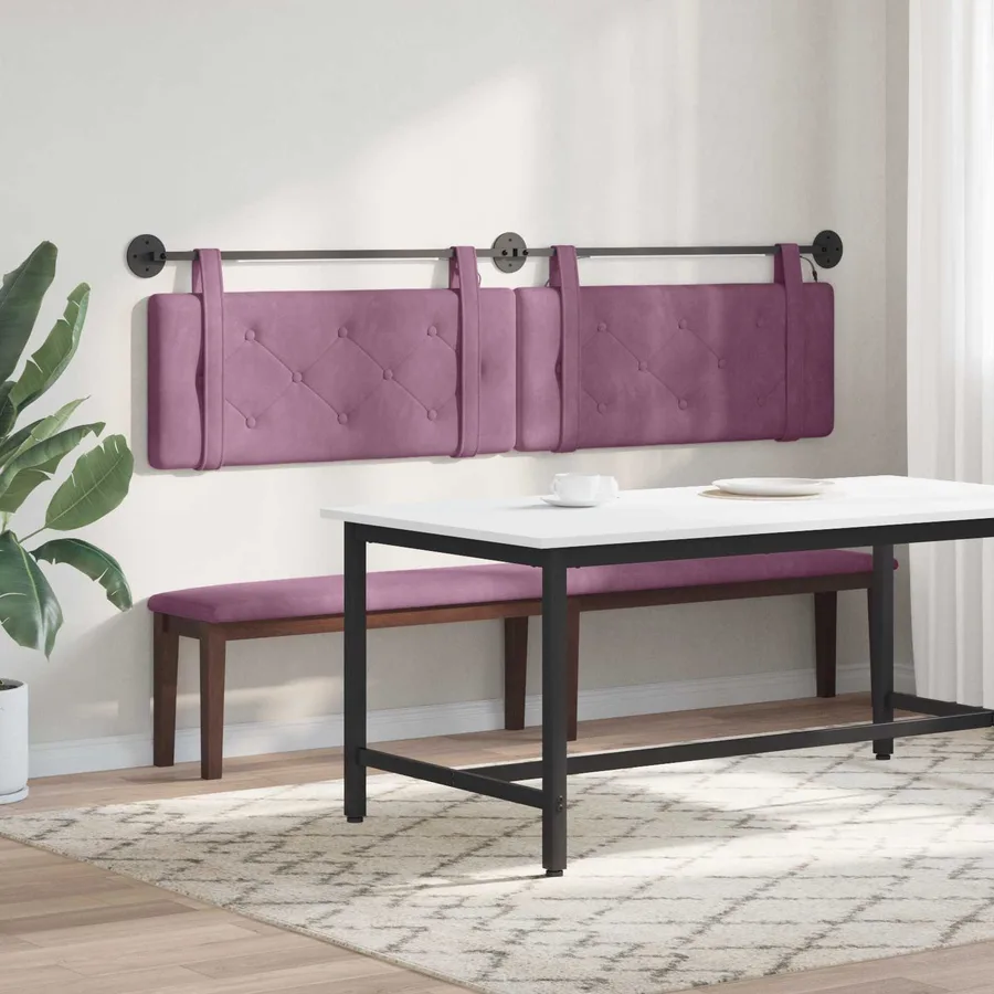 Tête de lit suspendue Avec lumière LED Pourpre Velours - 4