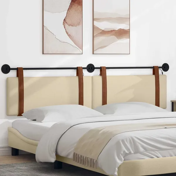 Tête de lit suspendue Avec lumière LED Crème PU antique