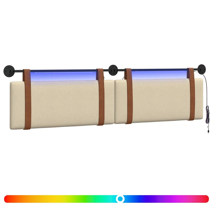 Tête de lit suspendue Avec lumière LED Crème PU antique - 2