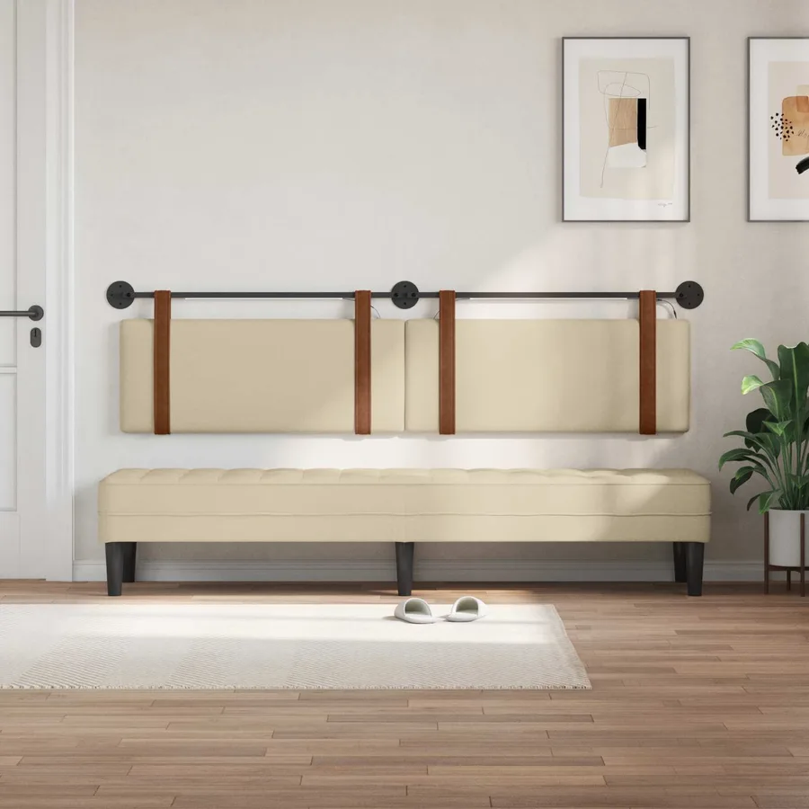Tête de lit suspendue Avec lumière LED Crème PU antique - 3