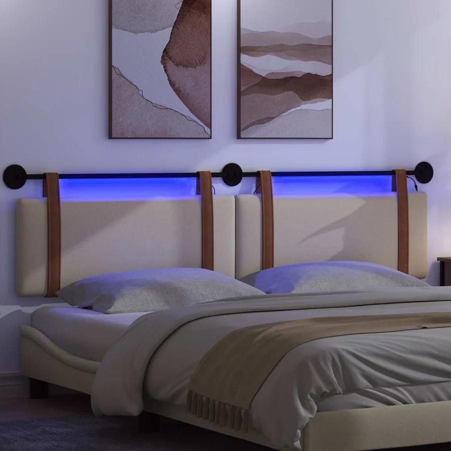 Tête de lit suspendue Avec lumière LED Crème PU antique - 5