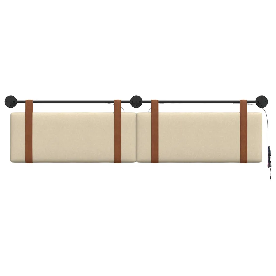 Tête de lit suspendue Avec lumière LED Crème PU antique - 6