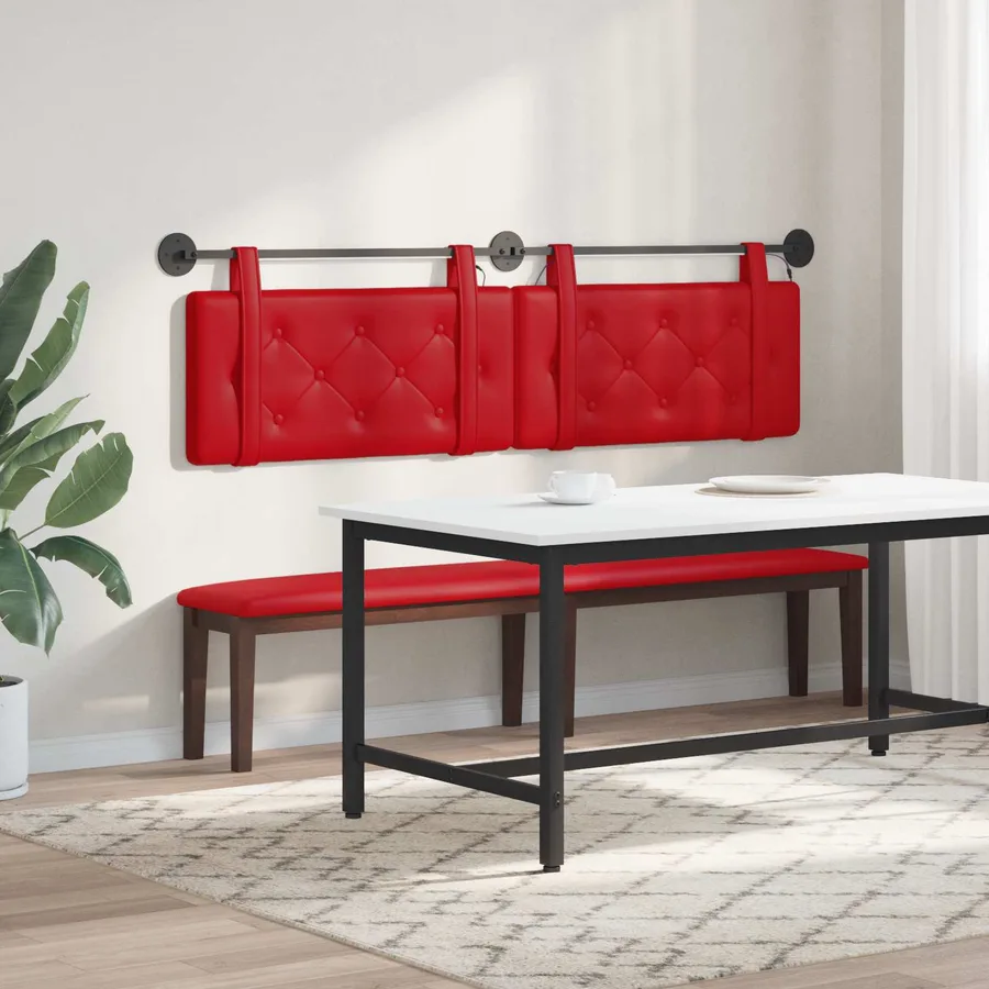 Tête de lit suspendue Avec lumière LED Rouge Simili cuir - 4