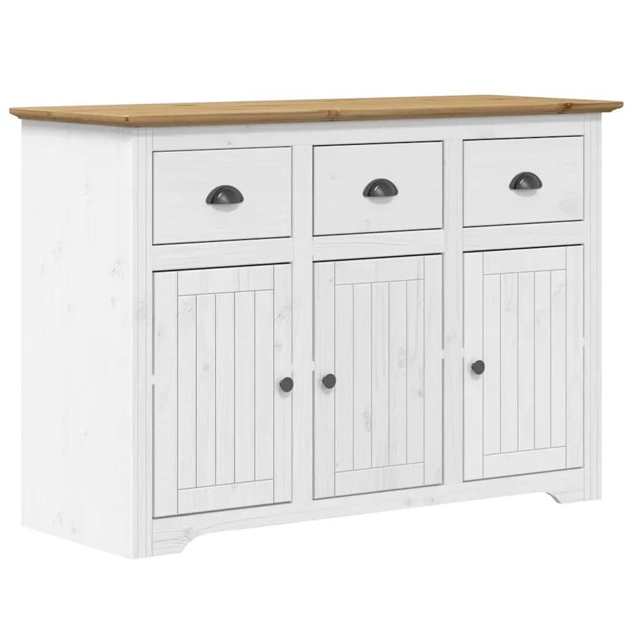 Buffet BODO blanc et marron 115,5x44x80 cm bois massif de pin - 2