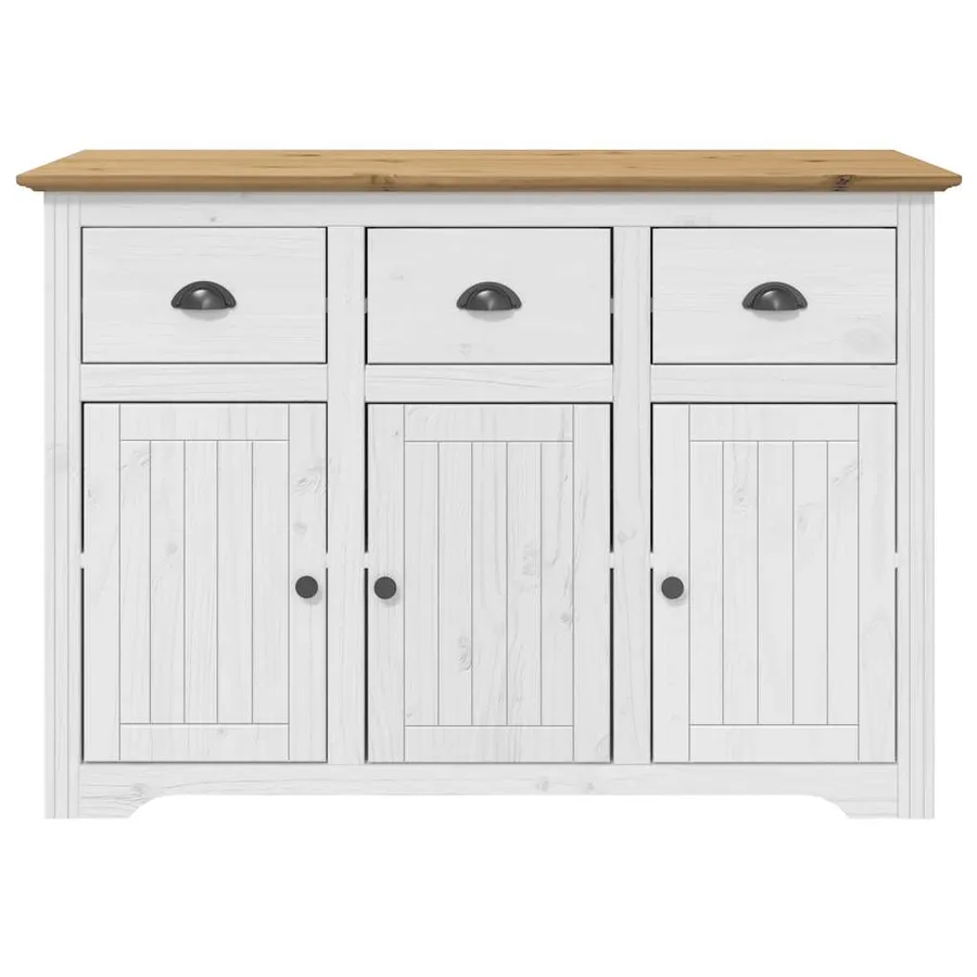 Buffet BODO blanc et marron 115,5x44x80 cm bois massif de pin - 3