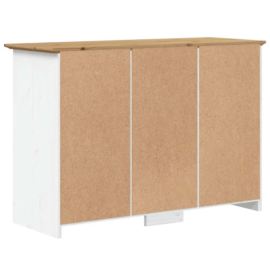 Buffet BODO blanc et marron 115,5x44x80 cm bois massif de pin - 6
