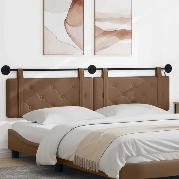 Tête de lit suspendue Avec lumière LED Cappuccino Simili cuir