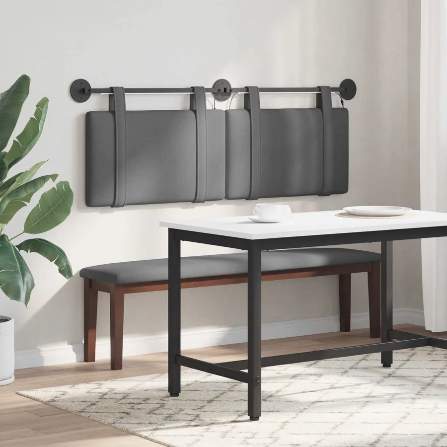 Tête de lit suspendue Avec lumière LED Gris foncé Tissu - 4