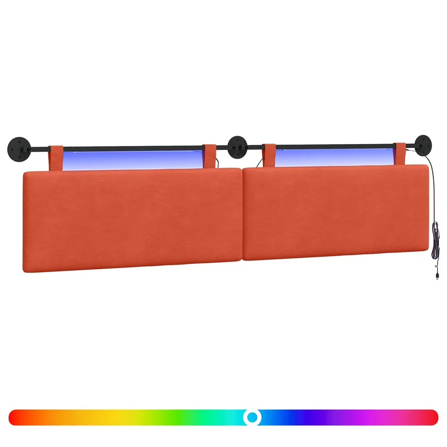 Tête de lit suspendue Rouge orange Tissu en velours côtelé - 2