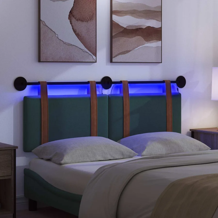Tête de lit suspendue Avec lumière LED Vert foncé PU antique - 5