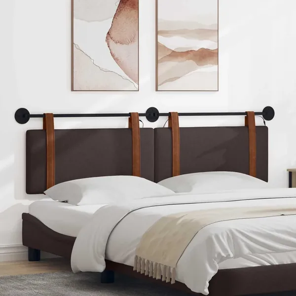 Tête de lit suspendue Avec lumière LED Marron foncé PU antique