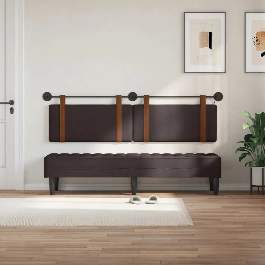 Tête de lit suspendue Avec lumière LED Marron foncé PU antique - 3