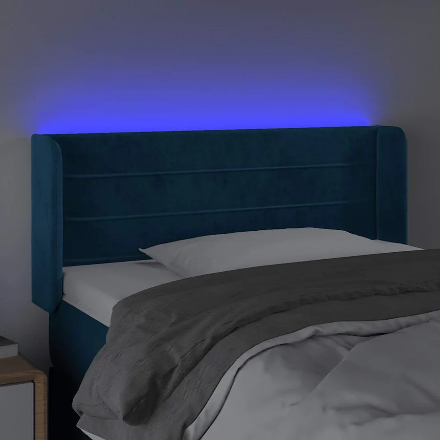 Tête de lit à LED Bleu foncé 103x16x78/88 cm Velours - 3
