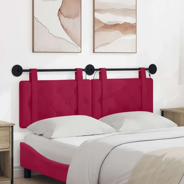 Tête de lit suspendue Avec lumière LED Bordeaux Velours