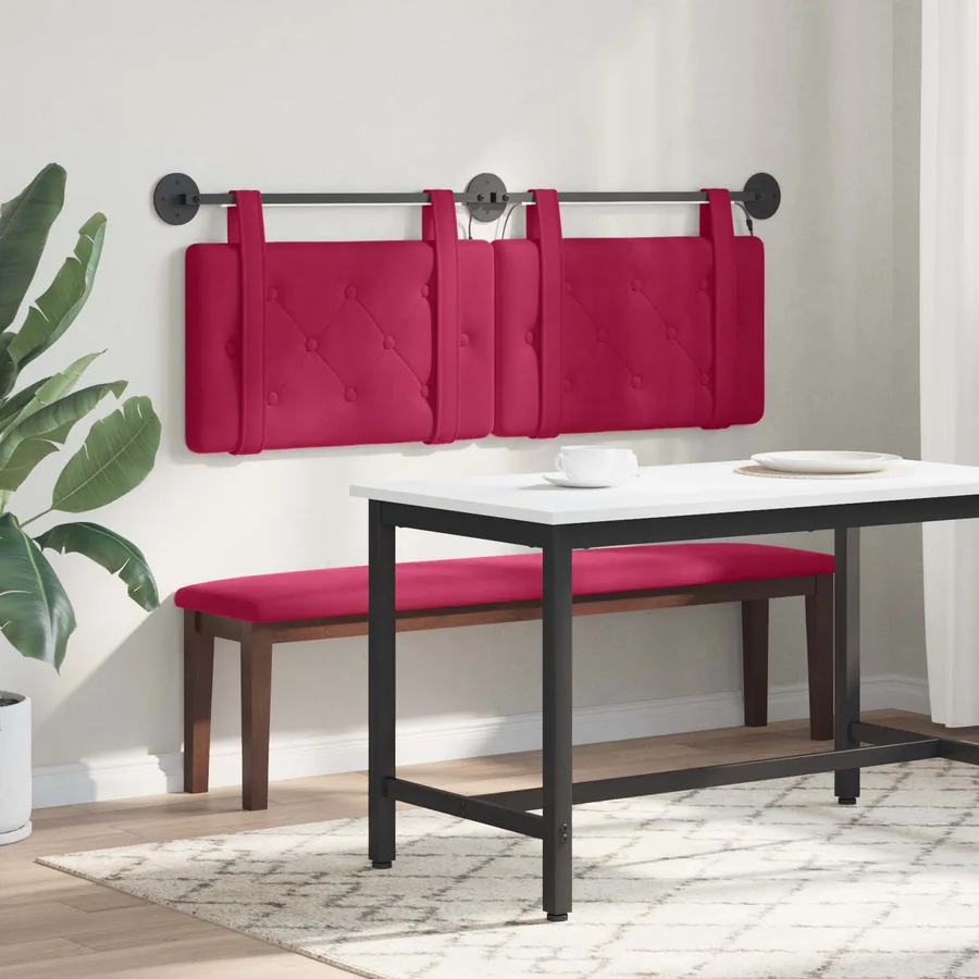 Tête de lit suspendue Avec lumière LED Bordeaux Velours - 4