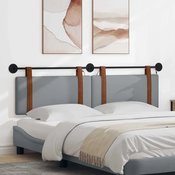 Tête de lit suspendue Avec lumière LED Gris clair PU antique