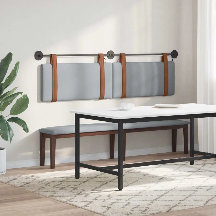 Tête de lit suspendue Avec lumière LED Gris clair PU antique - 4