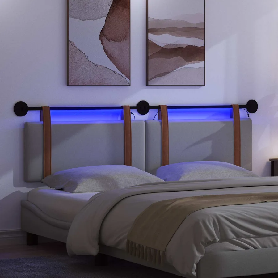 Tête de lit suspendue Avec lumière LED Gris clair PU antique - 5