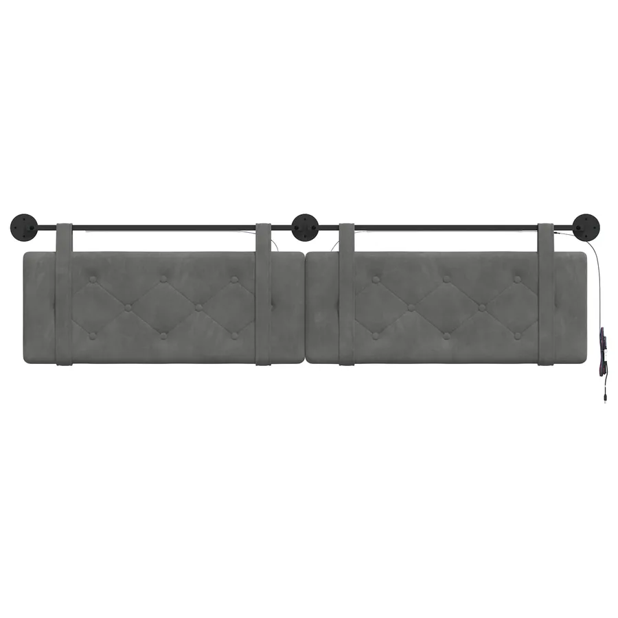 Tête de lit suspendue Avec lumière LED Gris foncé Velours - 6