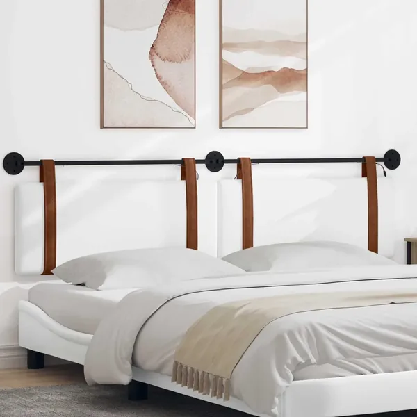 Tête de lit suspendue Avec lumière LED Blanc PU antique