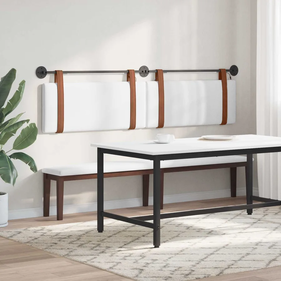 Tête de lit suspendue Avec lumière LED Blanc PU antique - 4