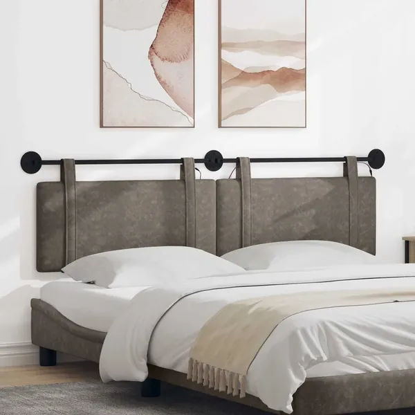 Tête de lit suspendue Avec lumière LED Gris PU antique