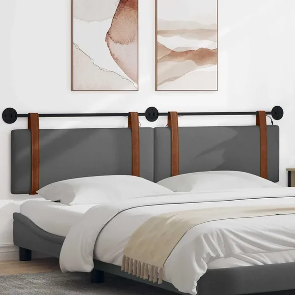 Tête de lit suspendue Avec lumière LED Gris foncé PU antique