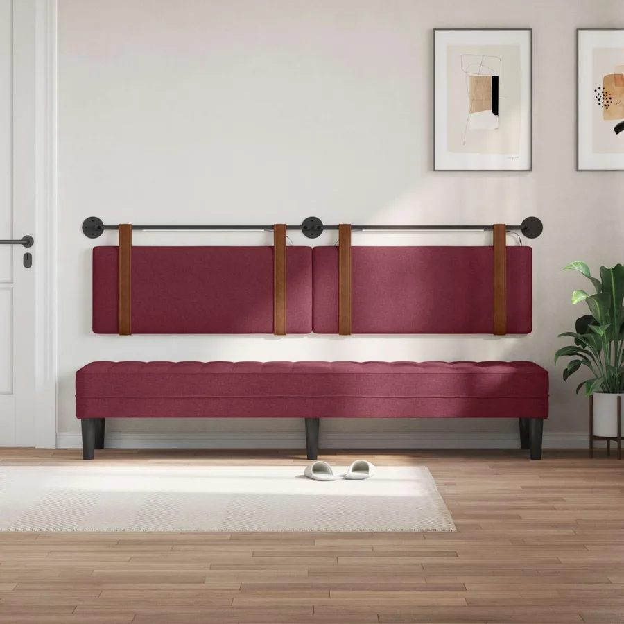 Tête de lit suspendue Avec lumière LED Bordeaux PU antique - 3