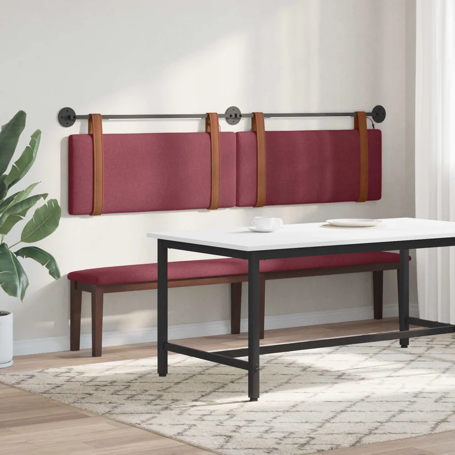 Tête de lit suspendue Avec lumière LED Bordeaux PU antique - 4