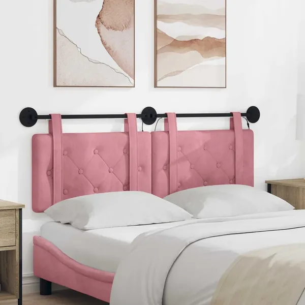 Tête de lit suspendue Avec lumière LED Rose Velours