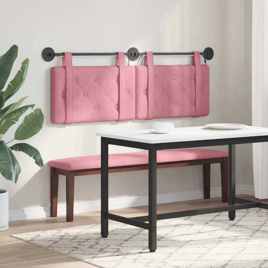 Tête de lit suspendue Avec lumière LED Rose Velours - 4