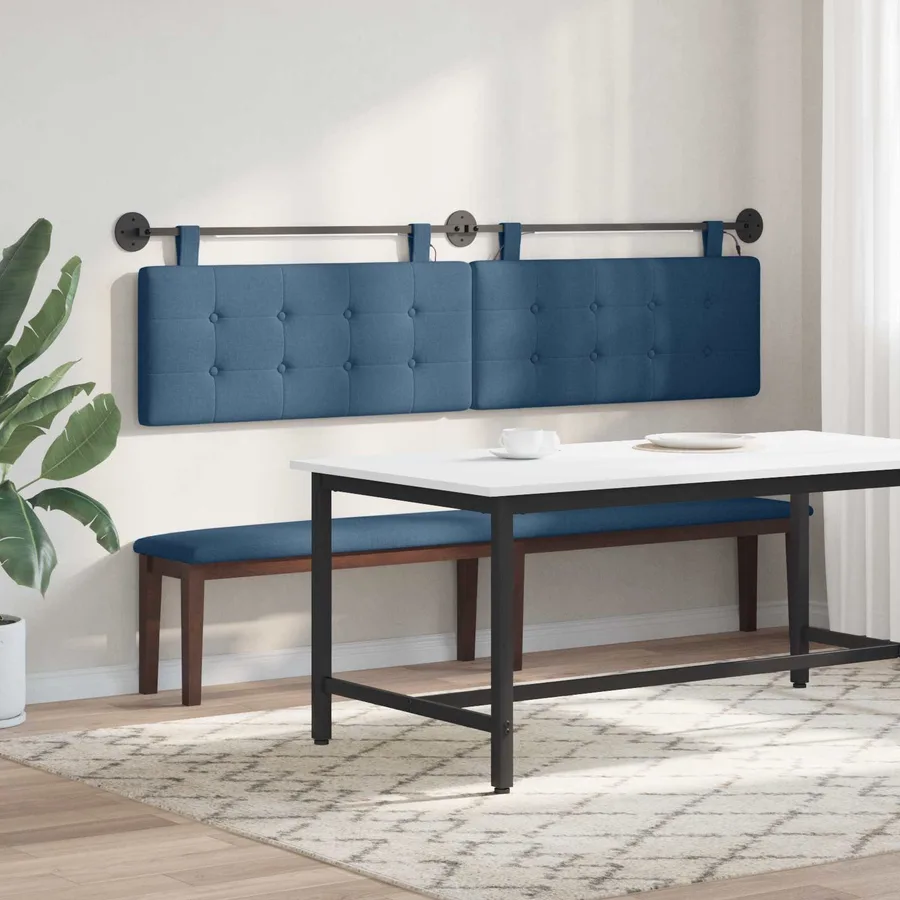 Tête de lit suspendue Avec lumière LED Bleu Tissu - 4