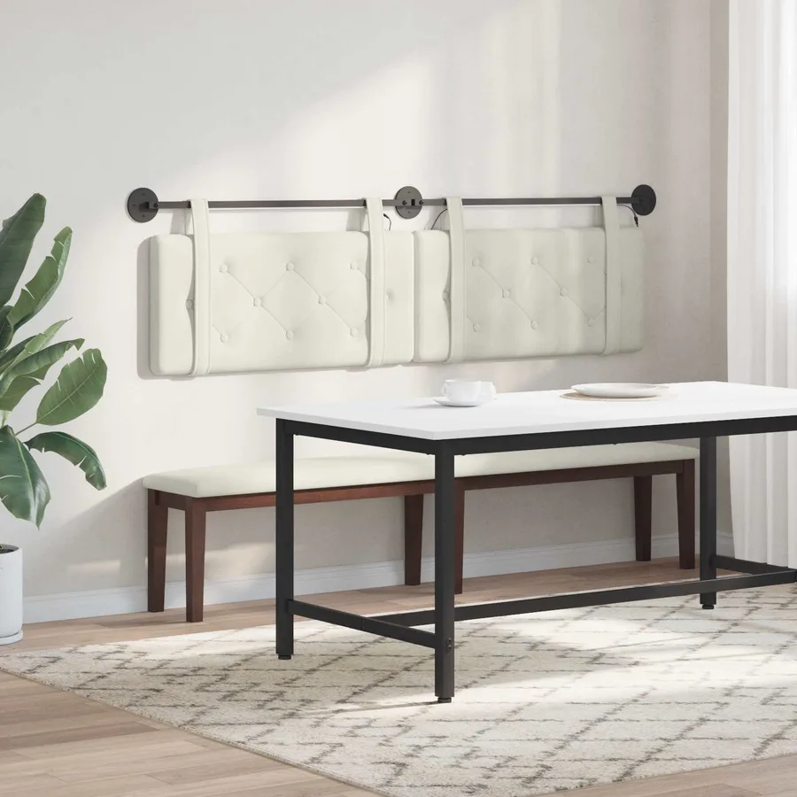 Tête de lit suspendue Avec lumière LED Crème Velours - 4