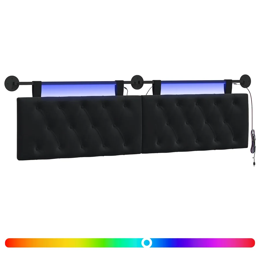 Tête de lit suspendue Avec lumière LED Noir Velours - 2