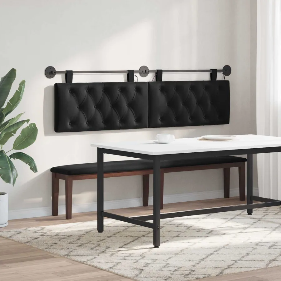 Tête de lit suspendue Avec lumière LED Noir Velours - 4