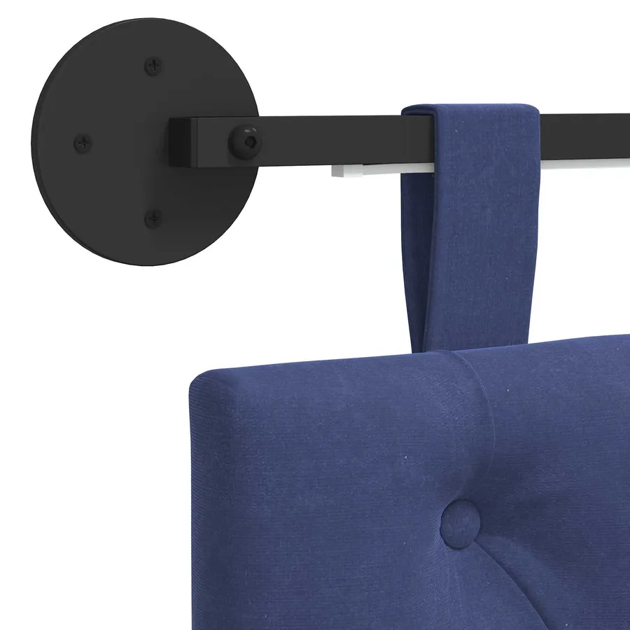 Tête de lit suspendue Avec lumière LED Bleu police Velours - 10