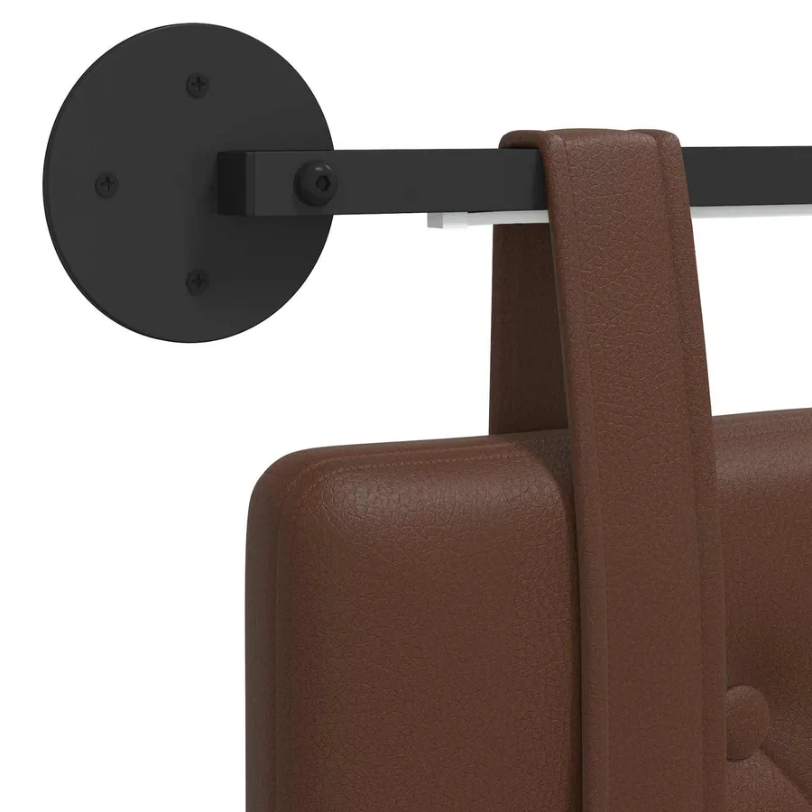 Tête de lit suspendue Avec lumière LED Marron Simili cuir - 8