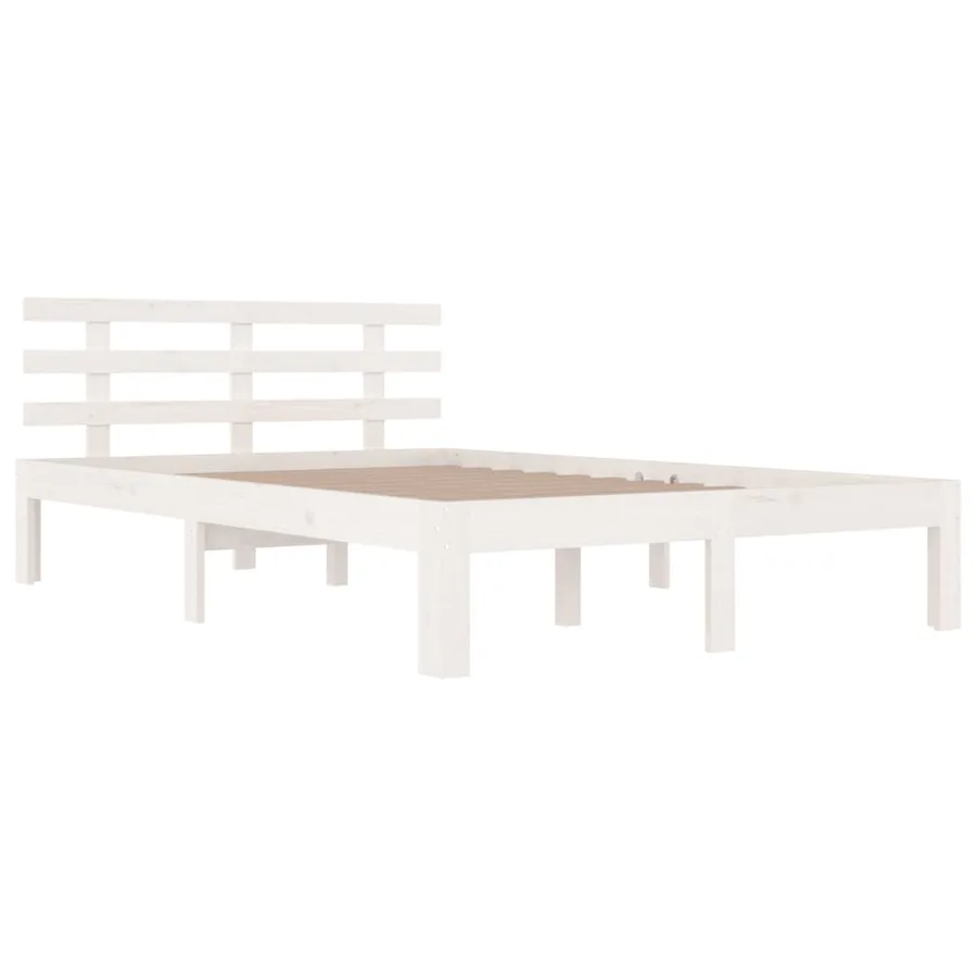 Cadre de lit sans matelas blanc bois massif 200x200 cm - 3