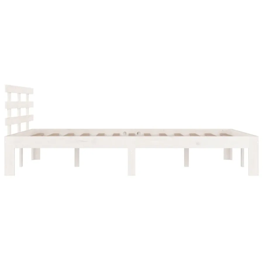 Cadre de lit sans matelas blanc bois massif 200x200 cm - 5
