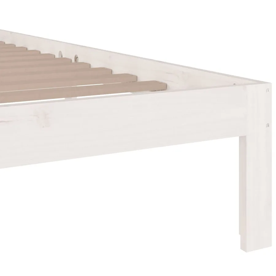Cadre de lit sans matelas blanc bois massif 200x200 cm - 6