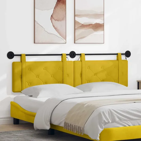 Tête de lit suspendue Avec lumière LED Jaune Velours
