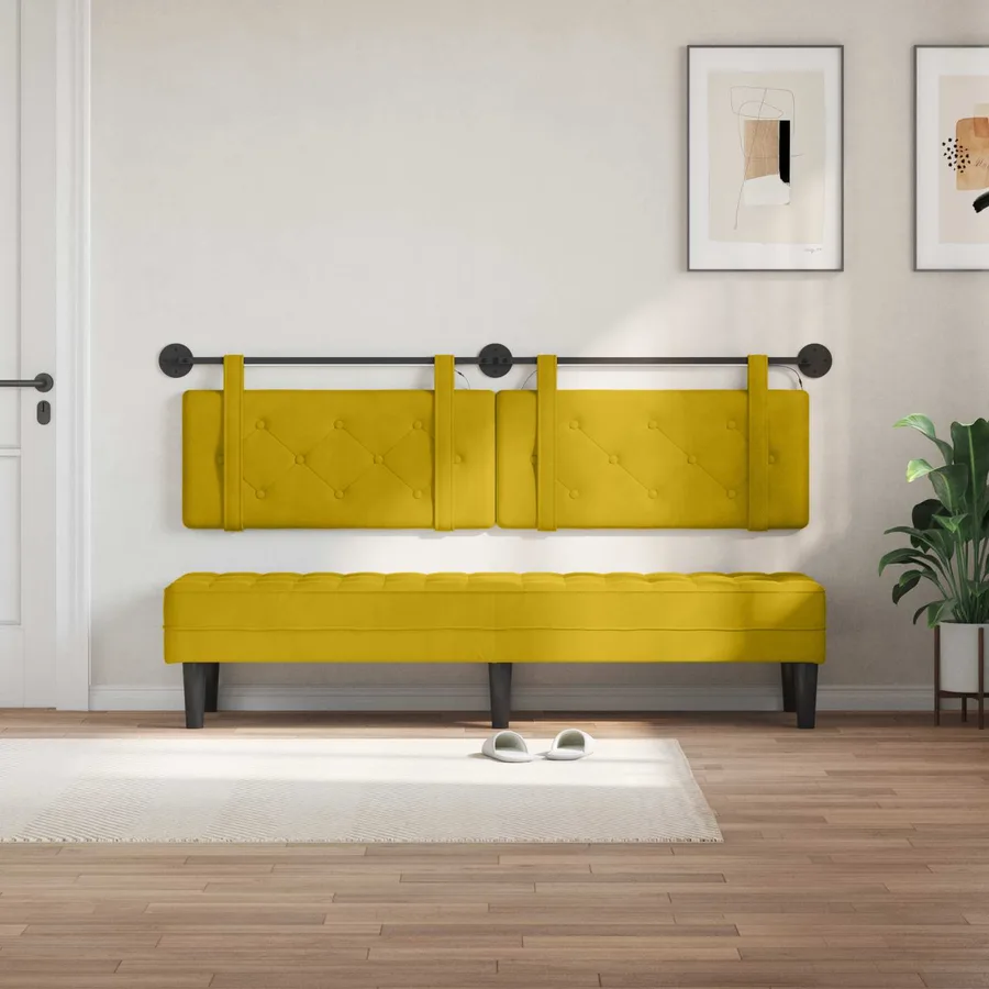 Tête de lit suspendue Avec lumière LED Jaune Velours - 3