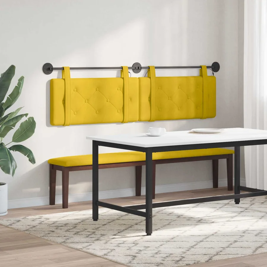 Tête de lit suspendue Avec lumière LED Jaune Velours - 4